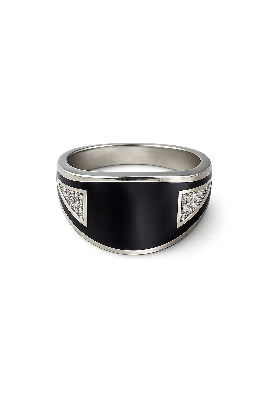 Black Enamel Silver Ring
