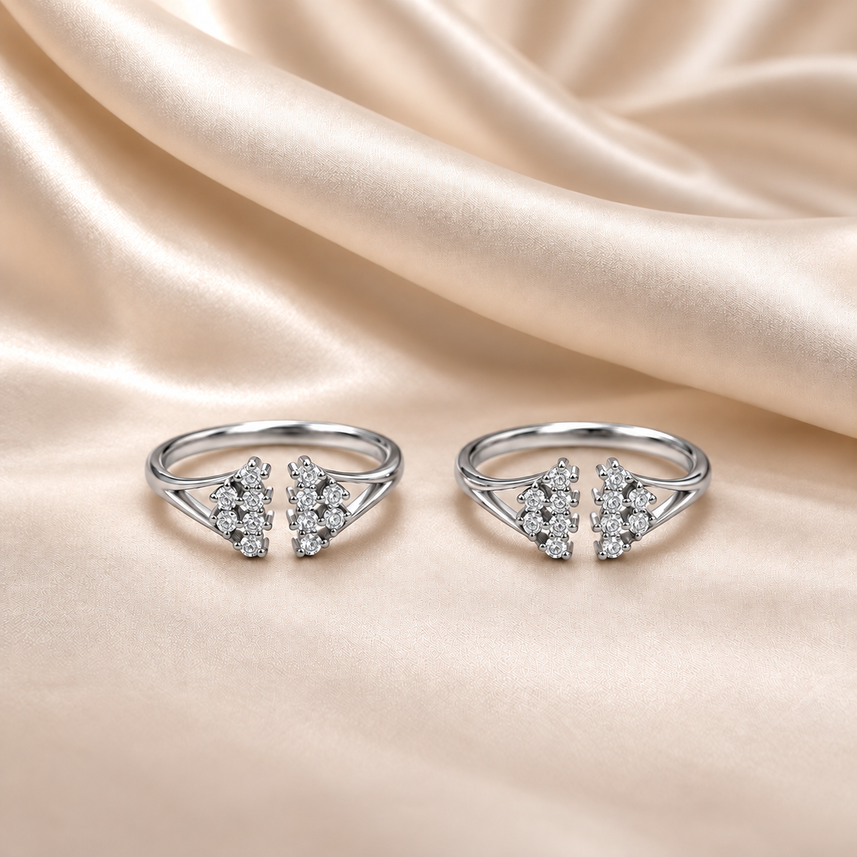 Front Opening Studded Toe Rings