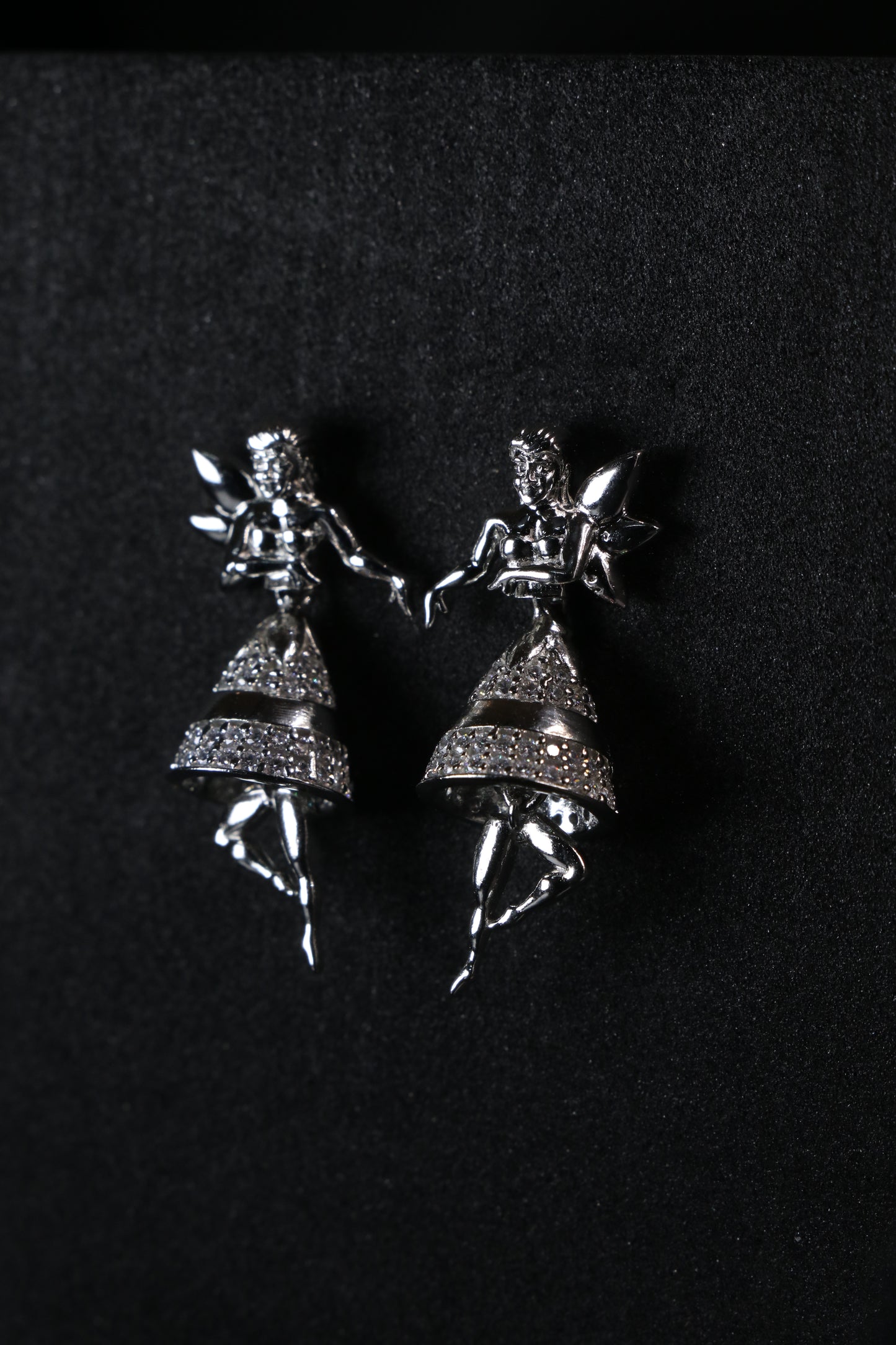Angel Diamond Studded Silver Minimal Drop Earring