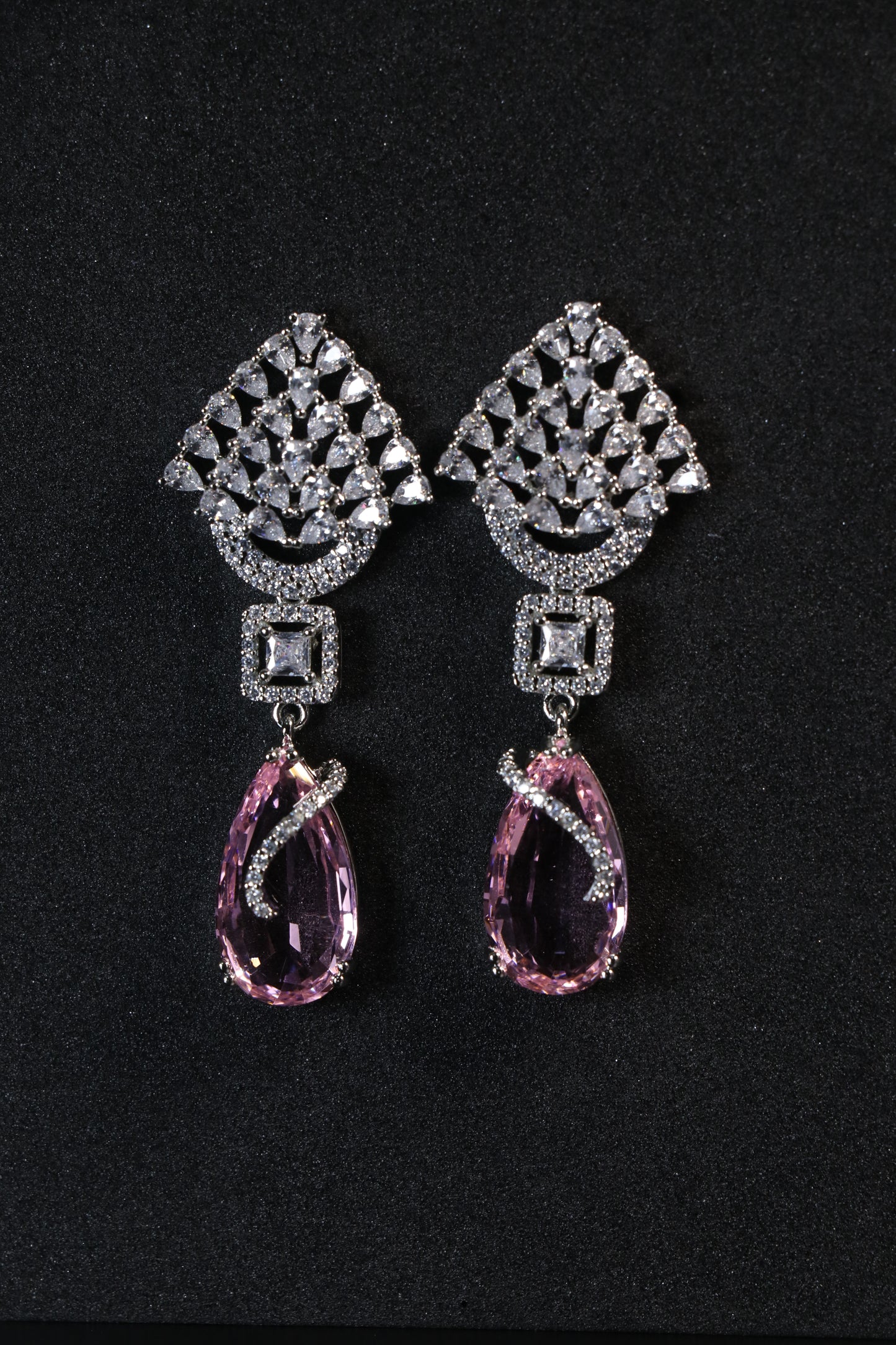 Pink Pearl Silver Drop Earrings