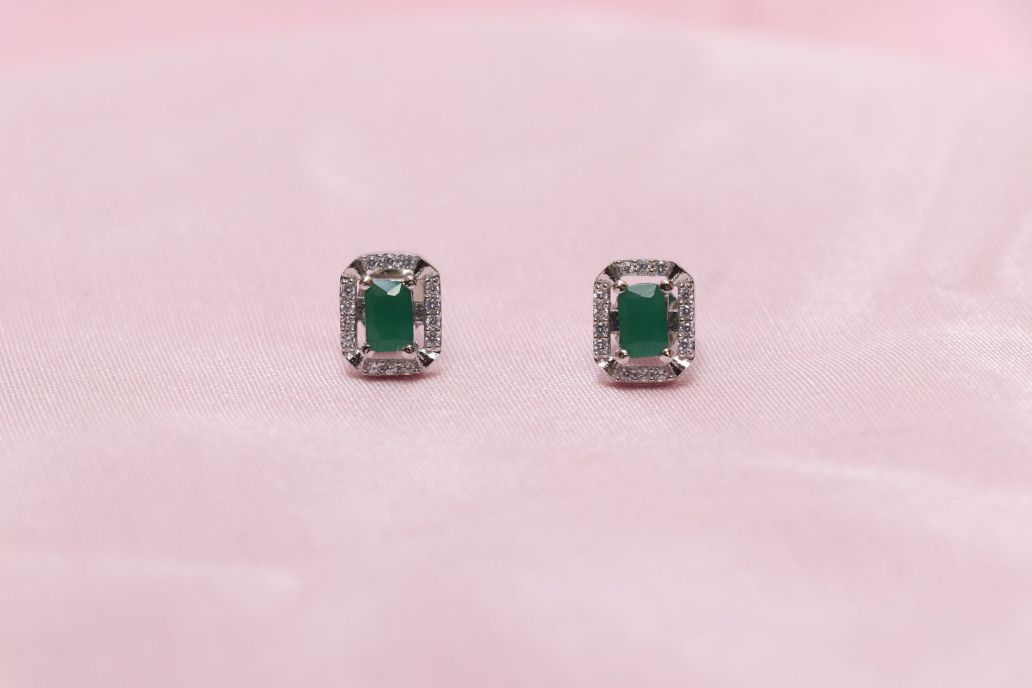 925 Silver Green Solitaire Pendant Set