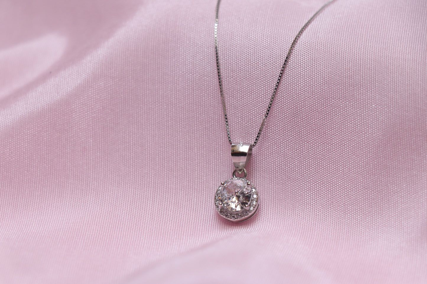 Silver Li'l Round Solitaire Minimal Pendant Set