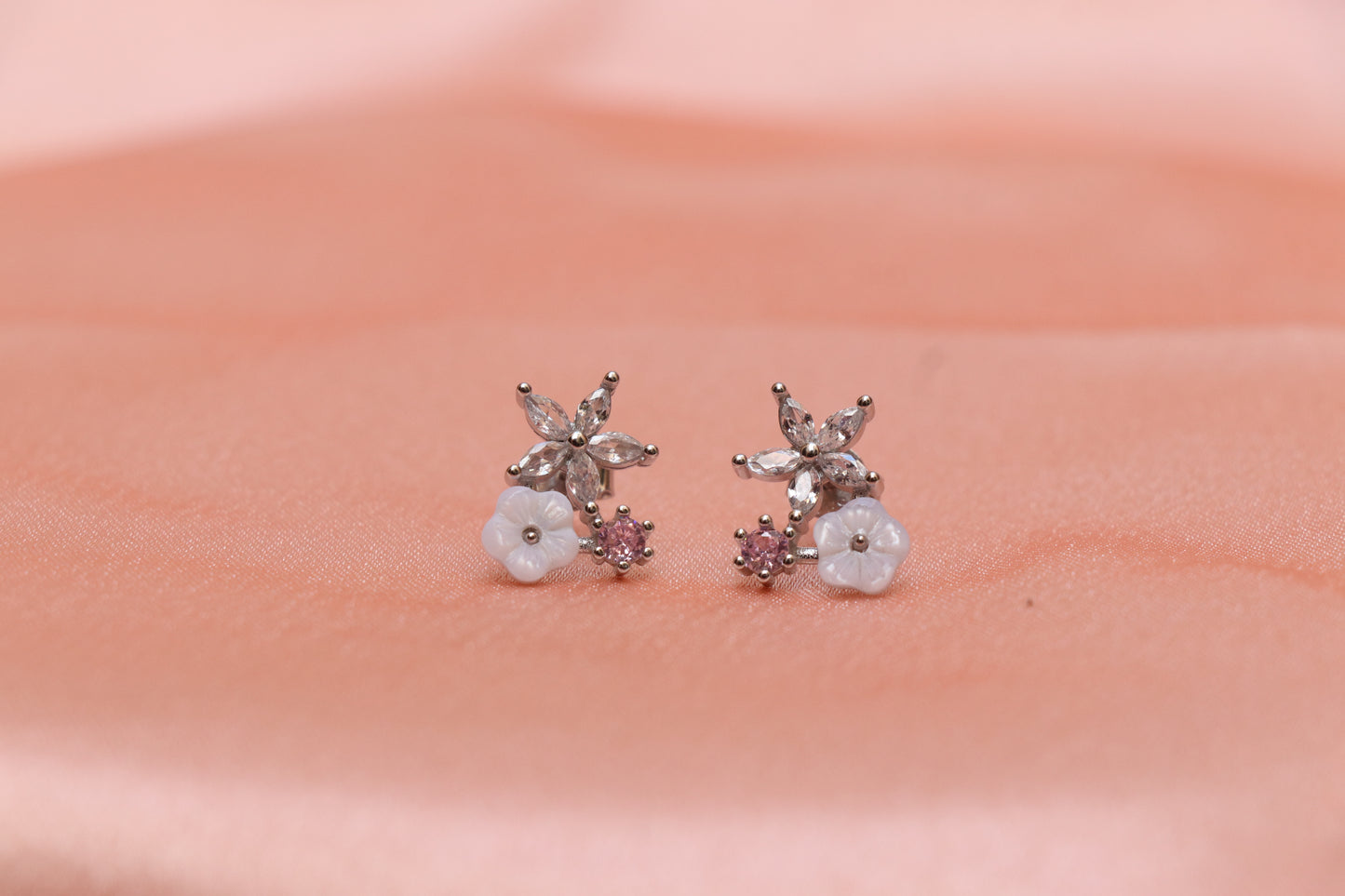 Daisy Silver Cluster Earrings
