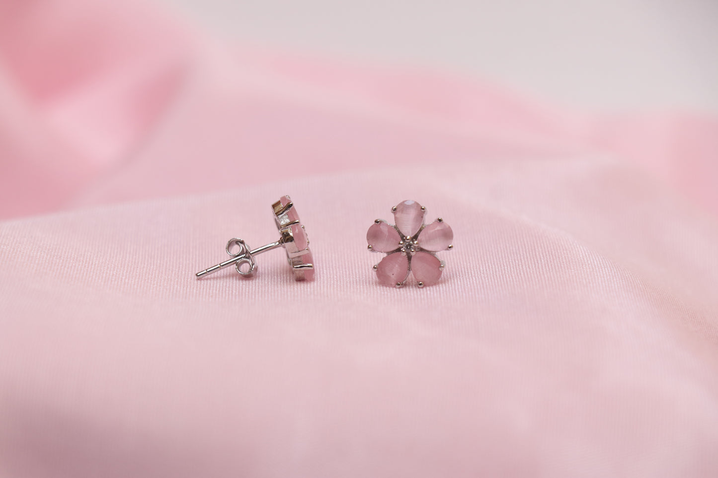 Light Purple Cluster Silver Earrings