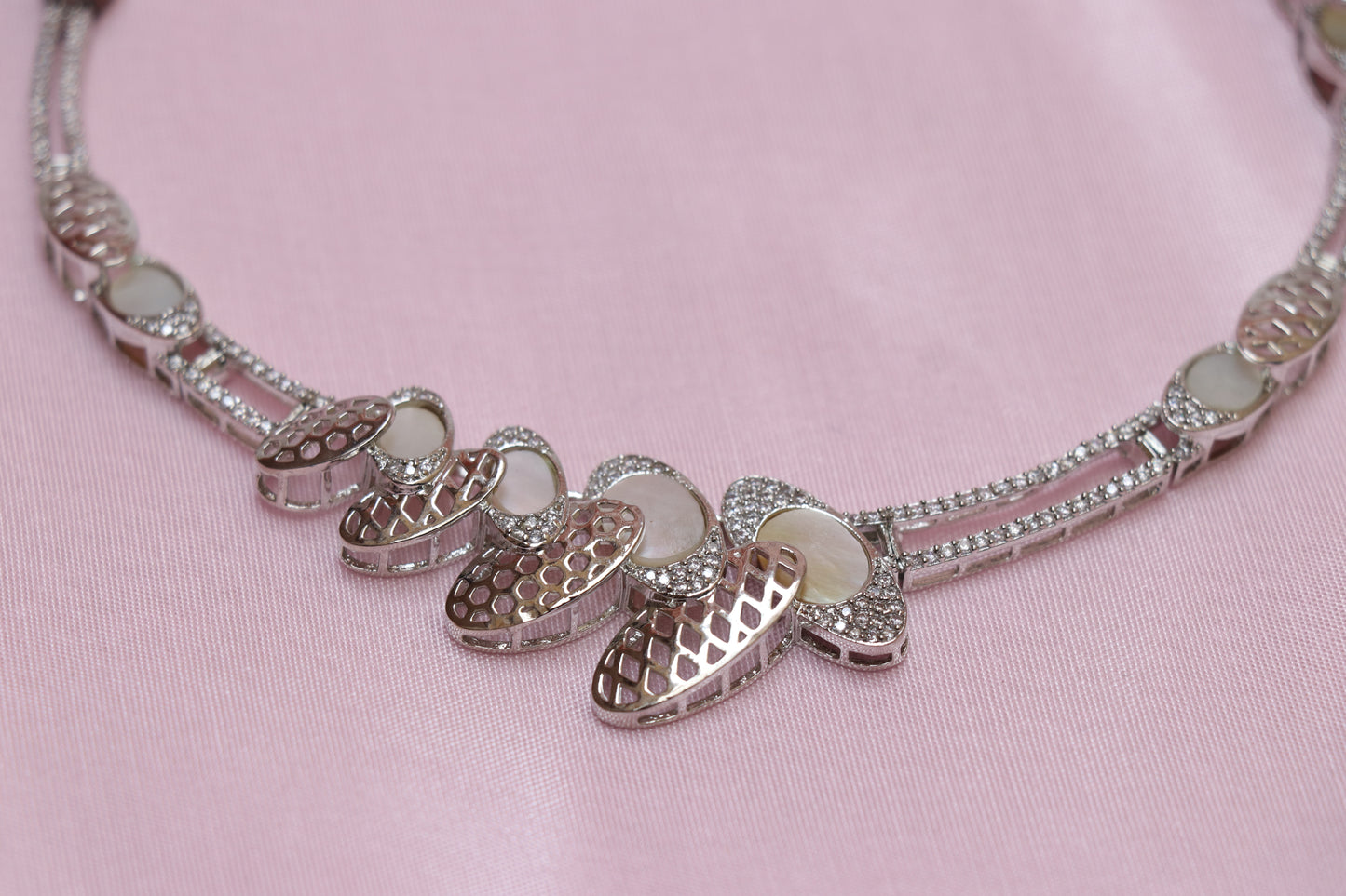 White Gemstone Silver Necklace