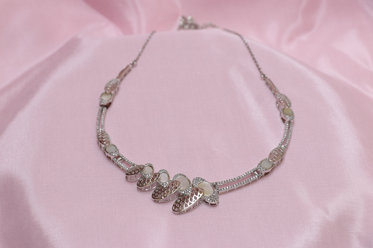 White Gemstone Silver Necklace