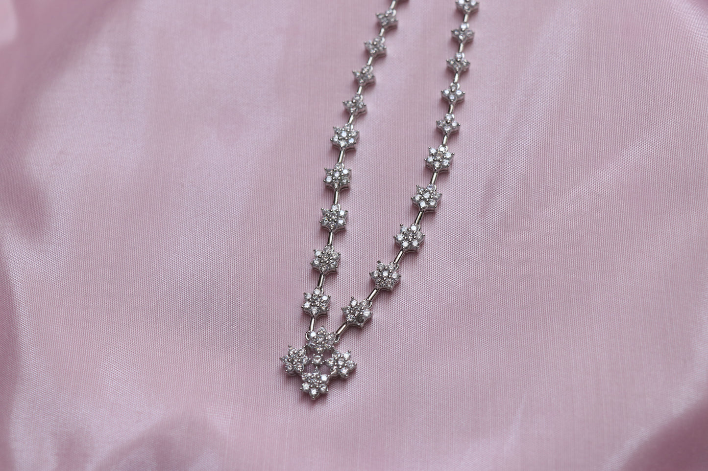 Rhodium-Plated Stone Studded Necklace & Earrings Set