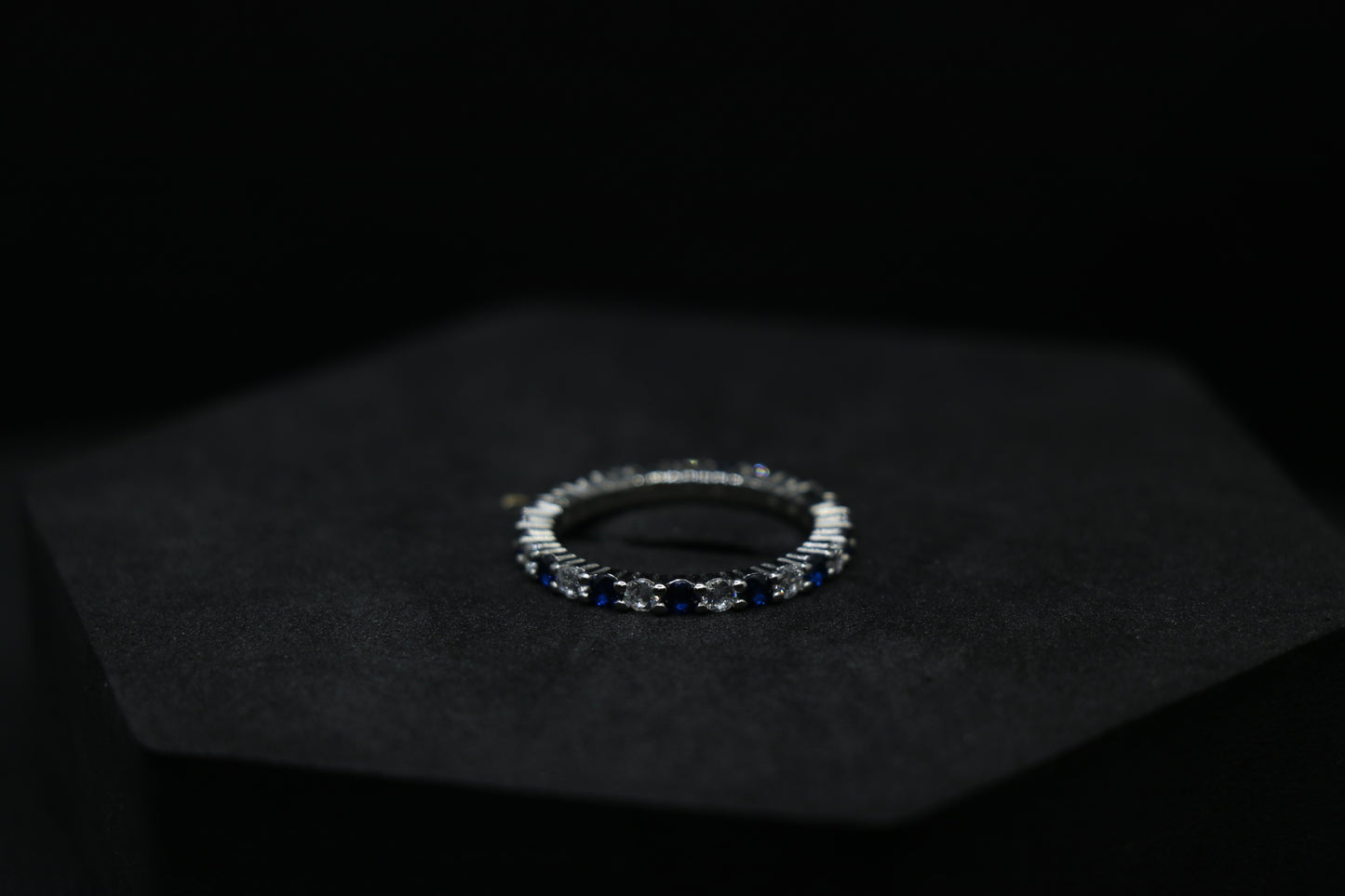 Blue And White Gemstone Silver Ring