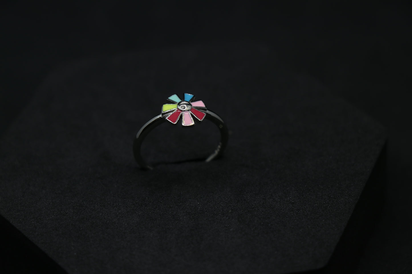 Colourful Flower Silver Ring