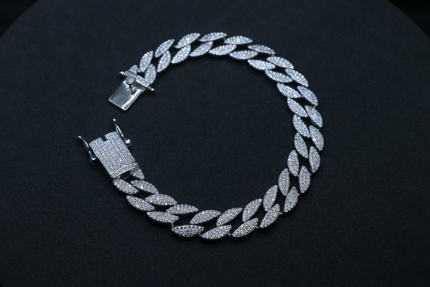Diamond Studded Silver Bracelet