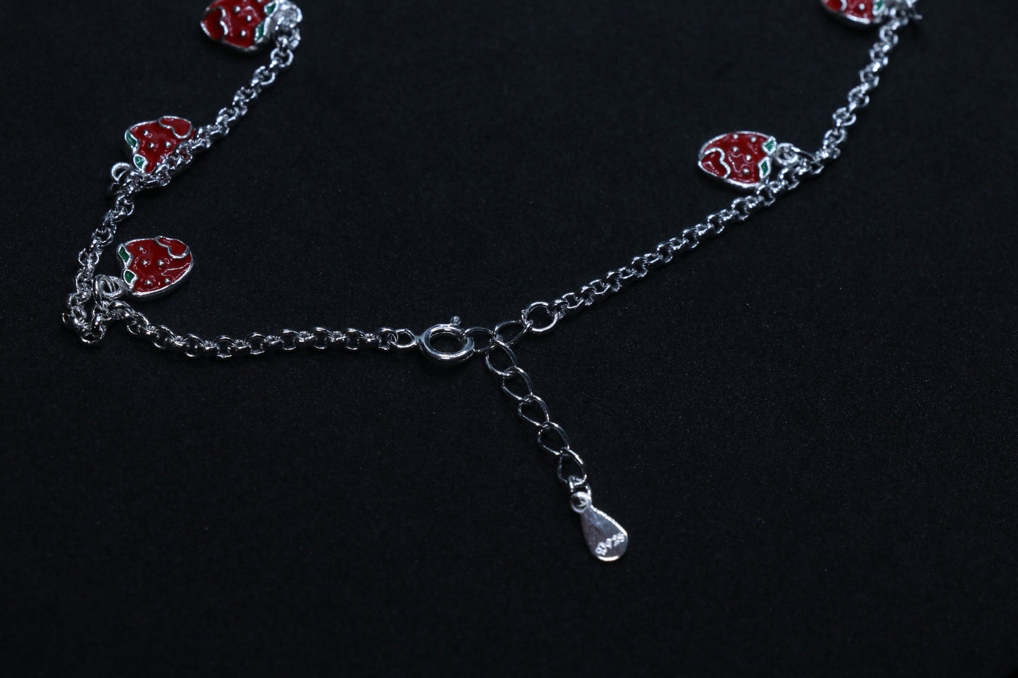 Strawberry Baby Silver Anklet