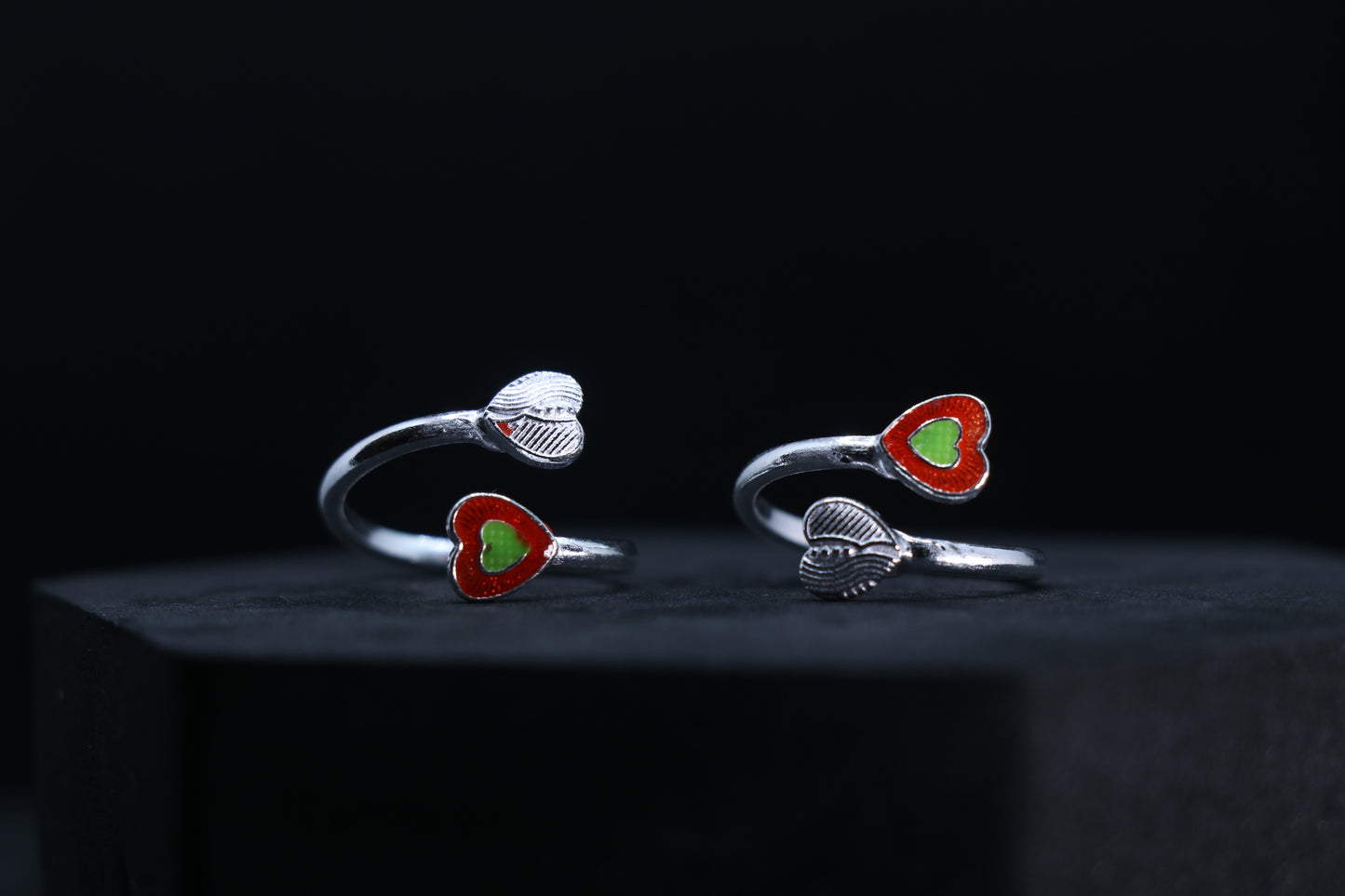 925 Silver Red Spiral Toe Rings