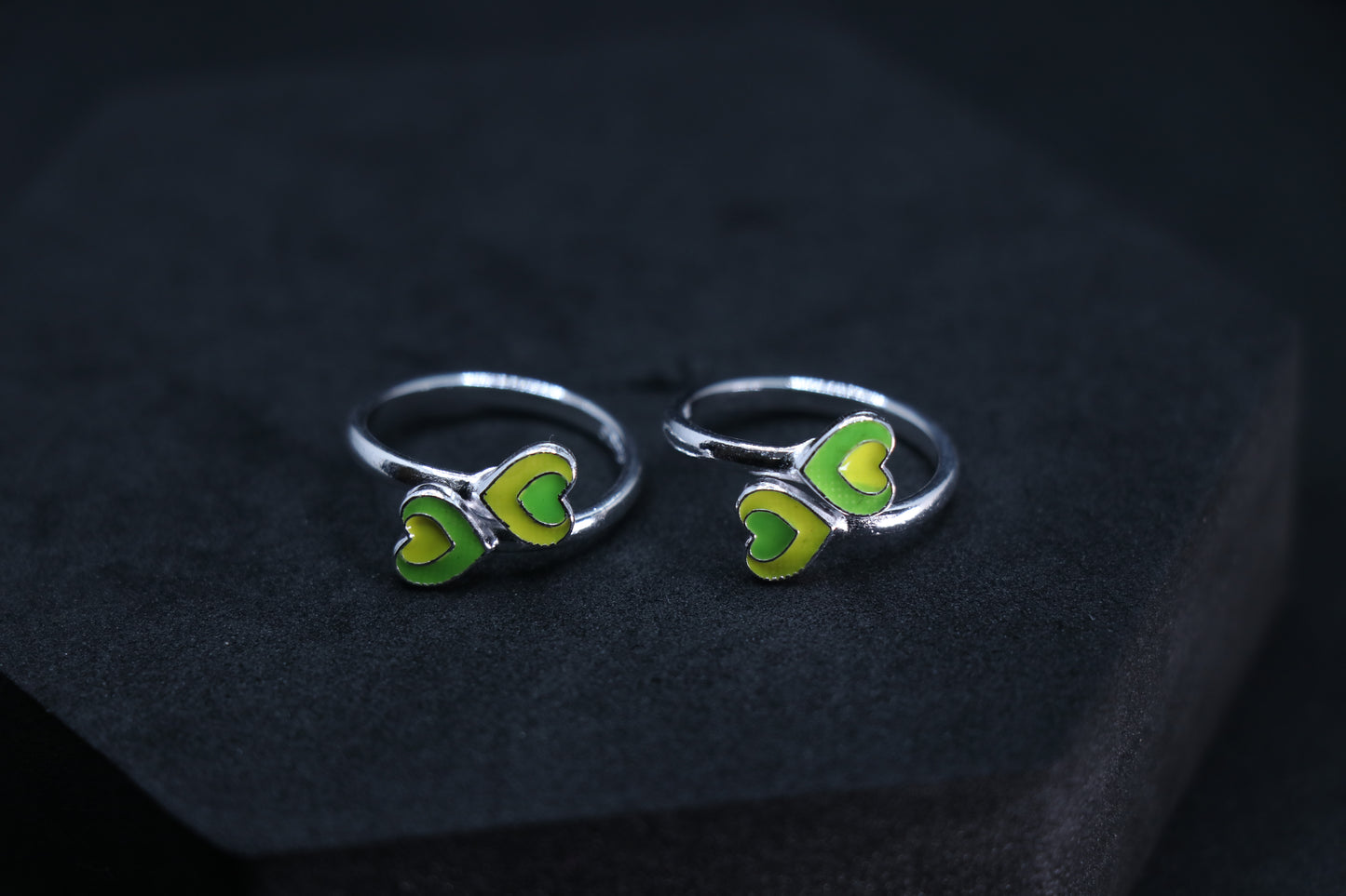 925 Silver Yellow Heart Toe Rings