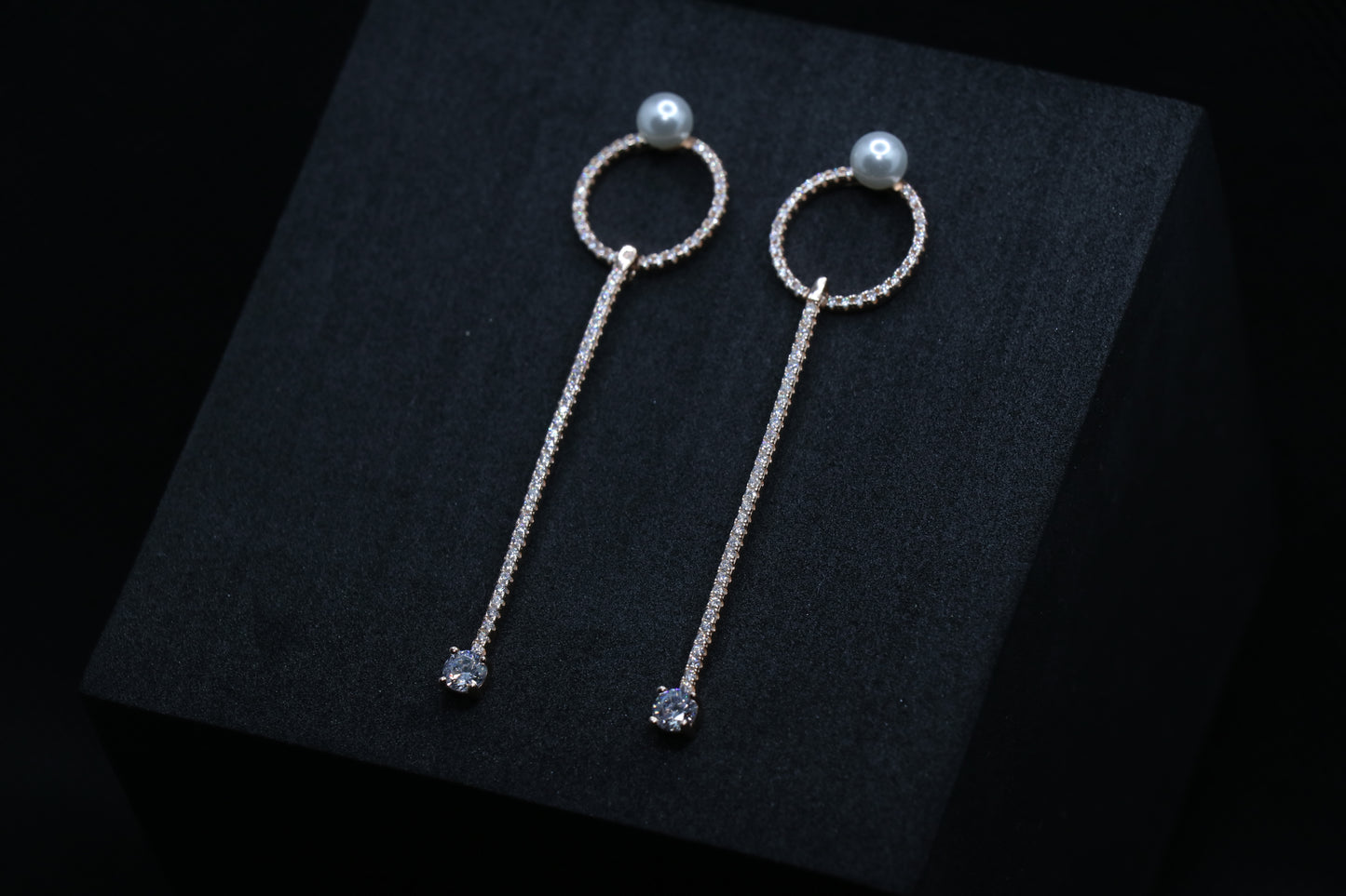 Pearl Rosegold Danglers Drop Earrings