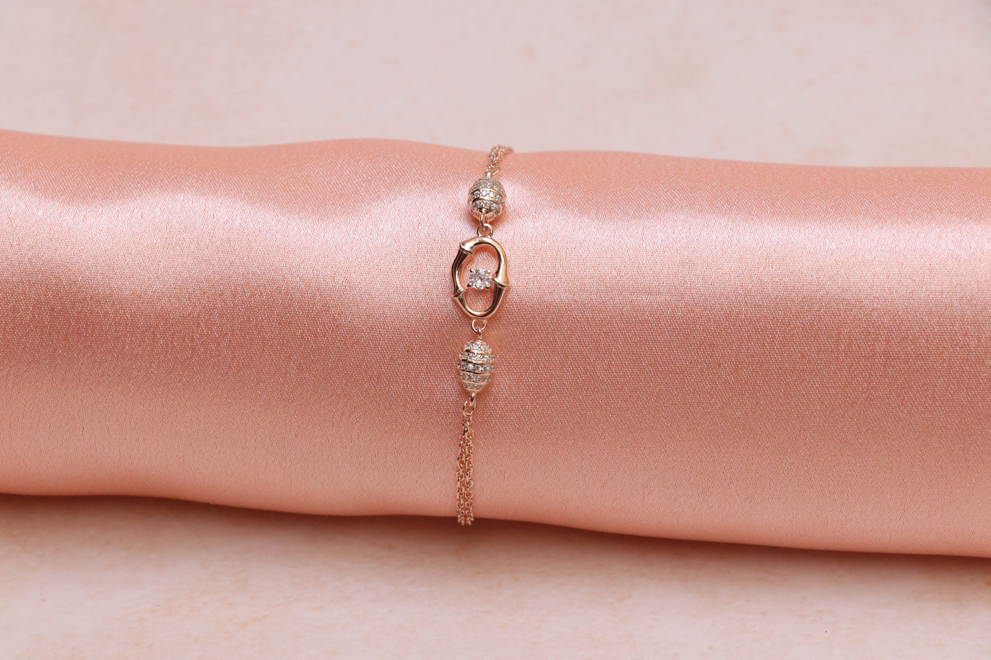 Rose Gold Solitaire Silver Chain Bracelet