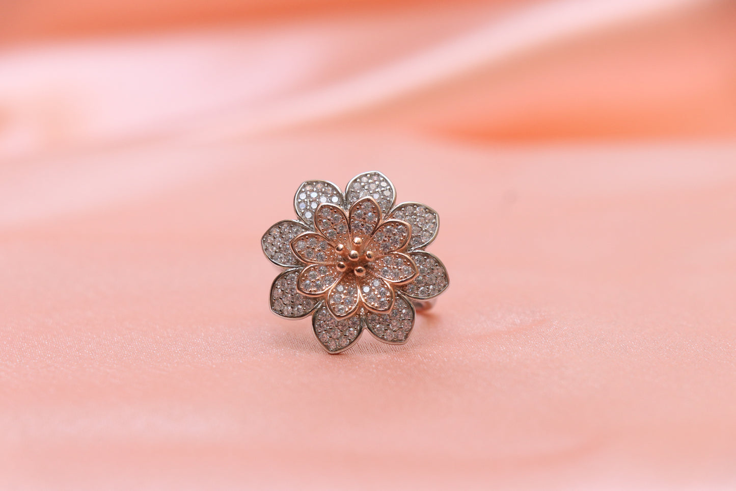 Rosegold Studded Cocktail Ring