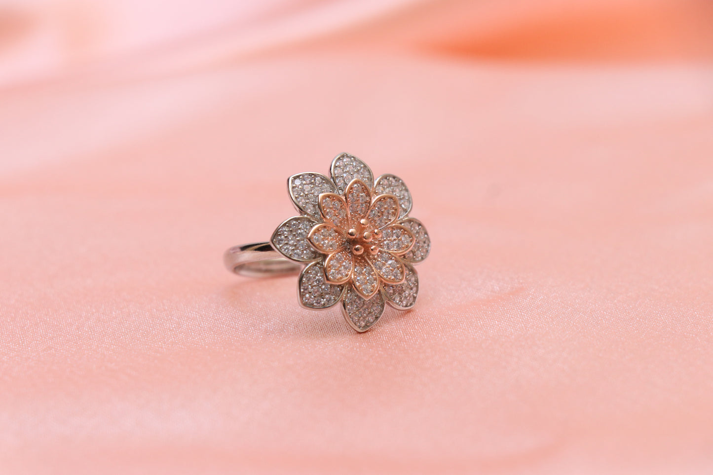 Rosegold Studded Cocktail Ring