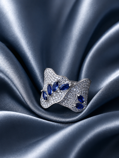 Blue Studded Band Ring