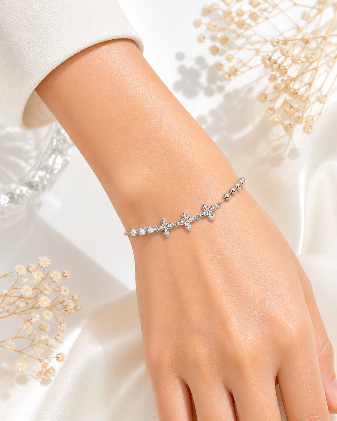 Butterflies Ball Silver Bracelet