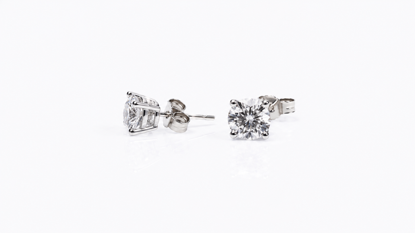 Unisex Solitaire Round Studs