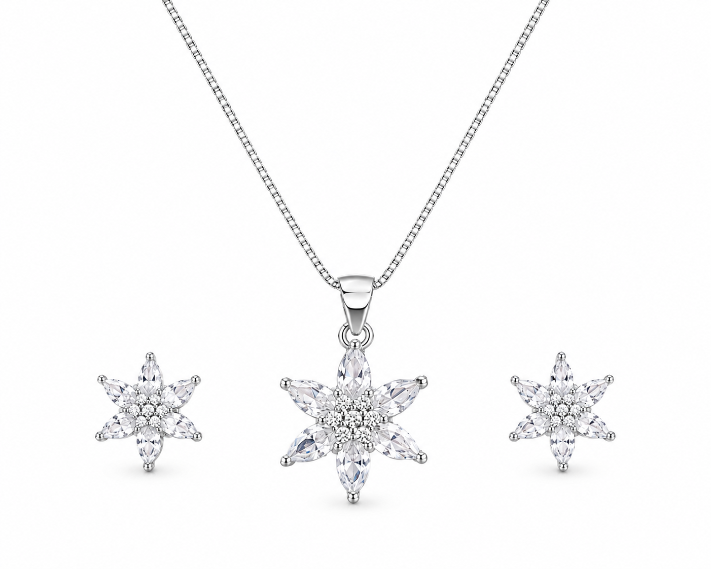 Floral Studded Pendant Set
