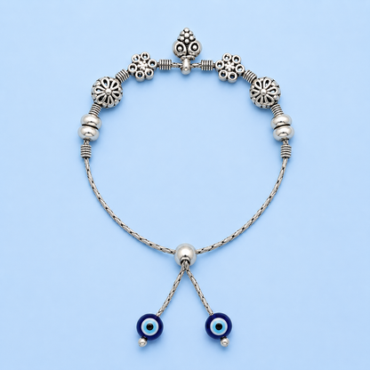 Oxidised Evil Eye Chain Bracelet