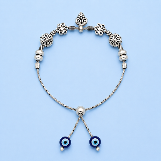 Oxidised Evil Eye Chain Bracelet