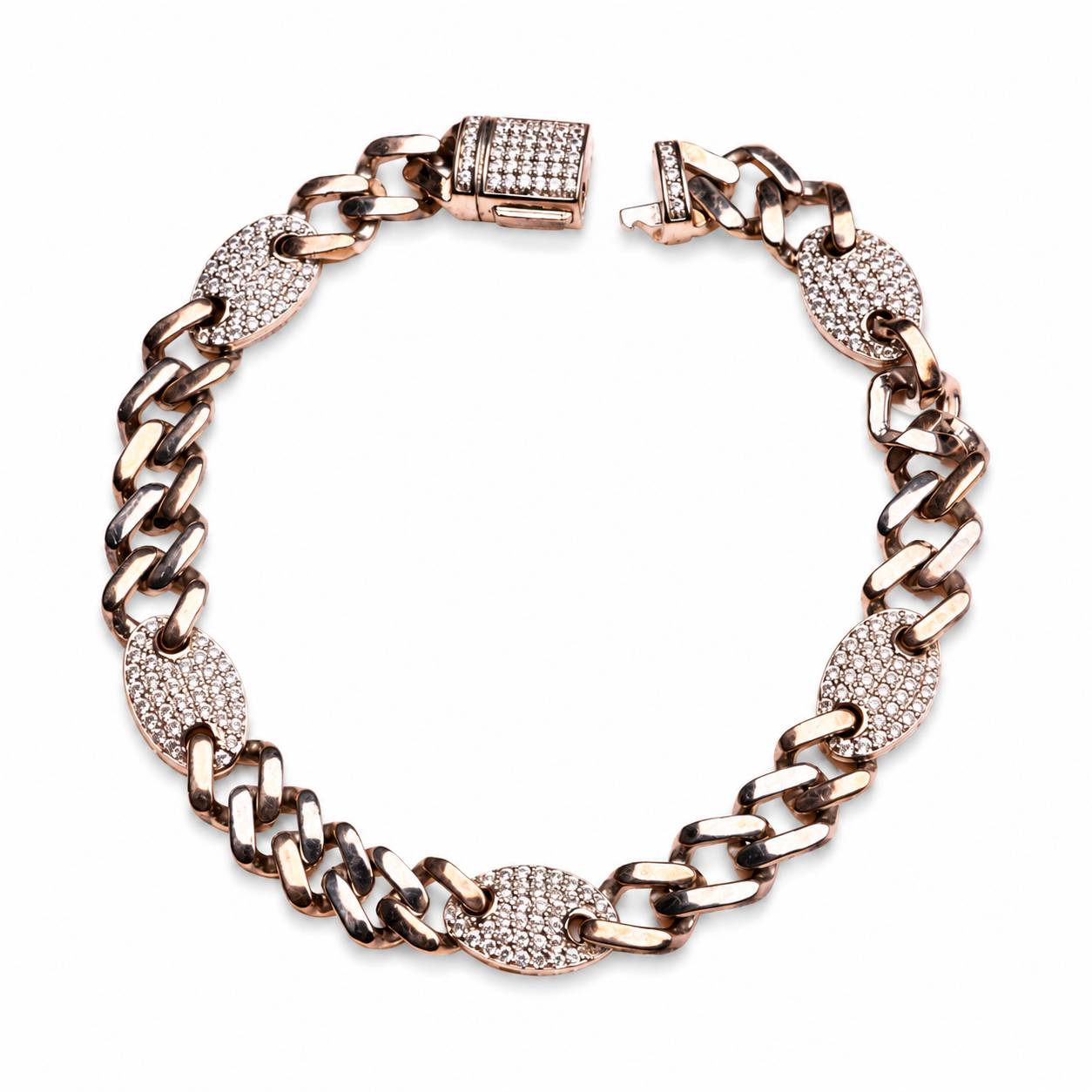 Studded Link Chain Silver Bracelet