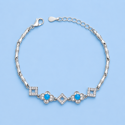 Turquoise Silver Chain Bracelet