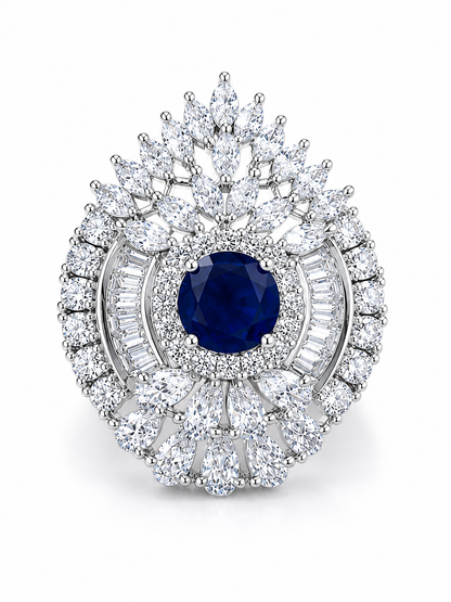 Studded Blue Cocktail Ring