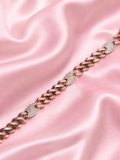Studded Link Chain Silver Bracelet