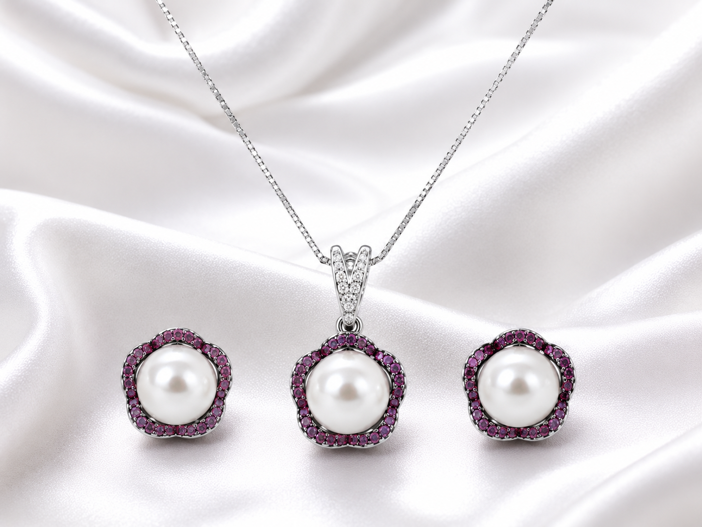 Floral Pink Premium Pendant Set