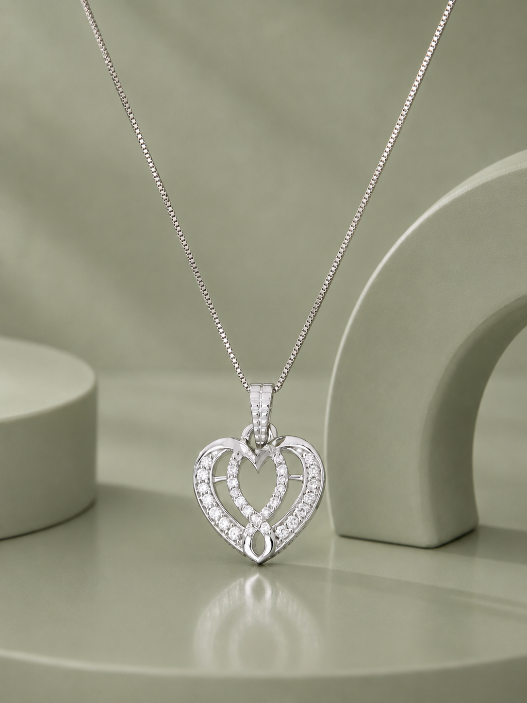 Studded Heart Pendant Set