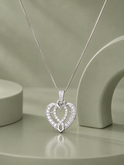 Studded Heart Pendant Set