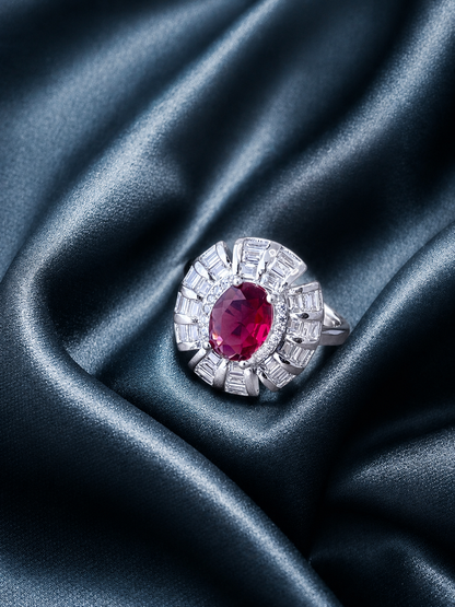 Red Stone Silver Ring