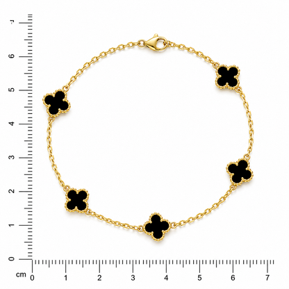 Small Black Flower Chain Bracelet