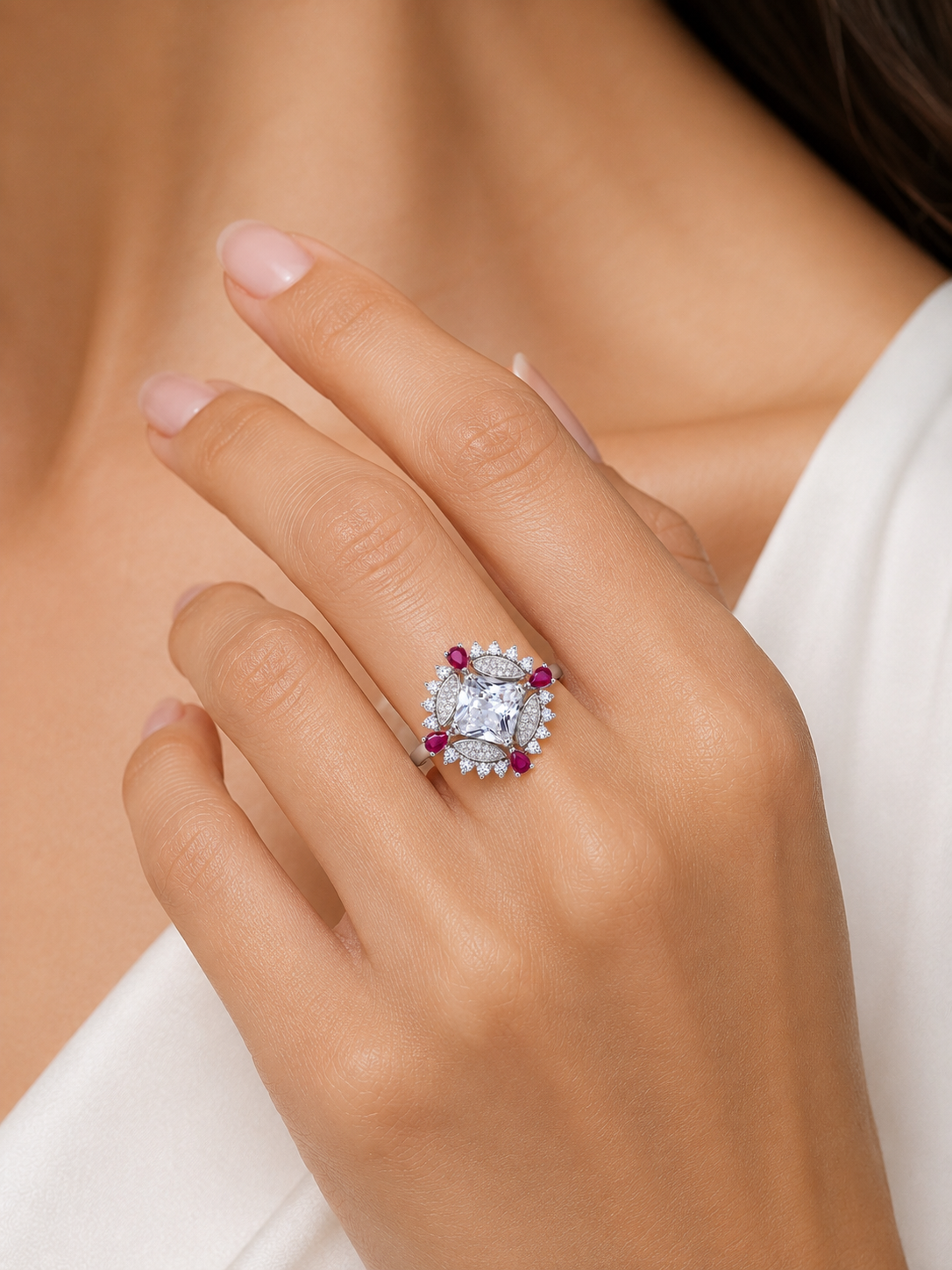 Studded Silver Cocktail Ring