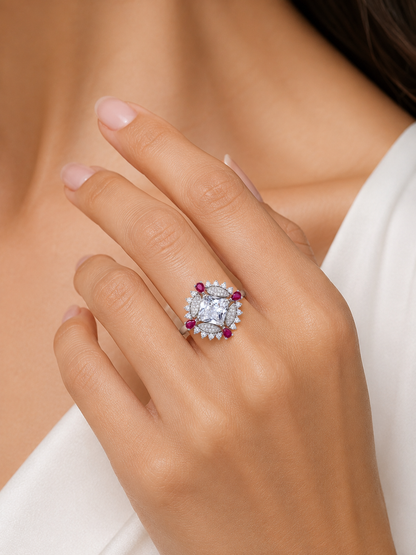 Studded Silver Cocktail Ring