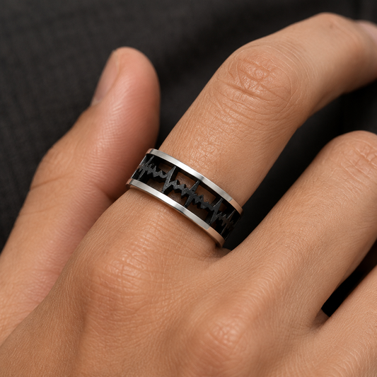 Soundwave Silver Ring Band