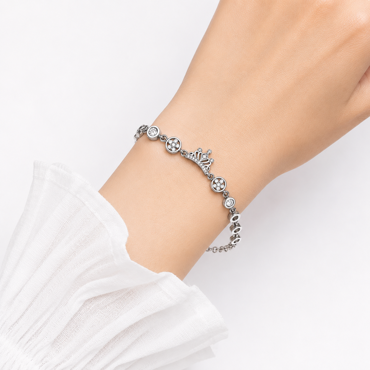 Crown Silver Chain Bracelet