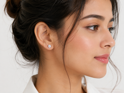 Unisex Solitaire Round Studs