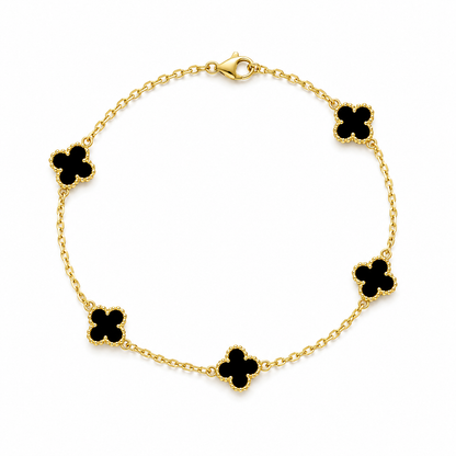 Small Black Flower Chain Bracelet