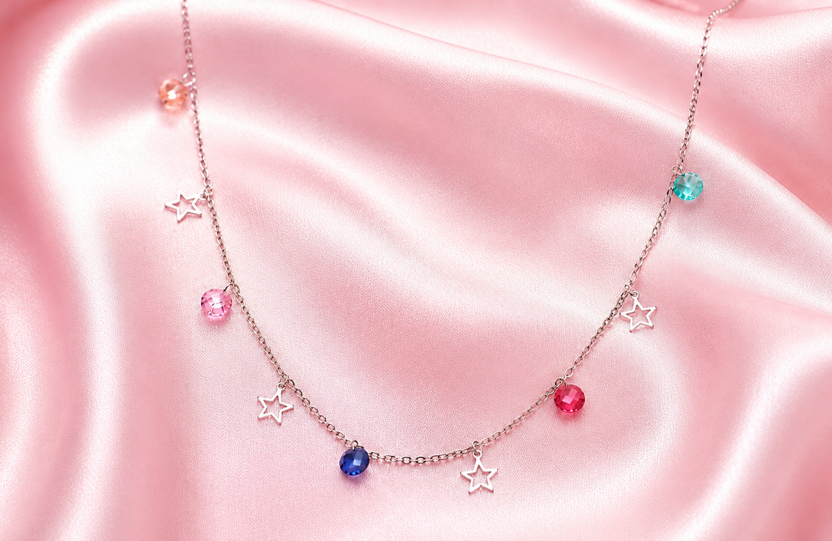 Star Multicolor Gemstone Minimal Necklace