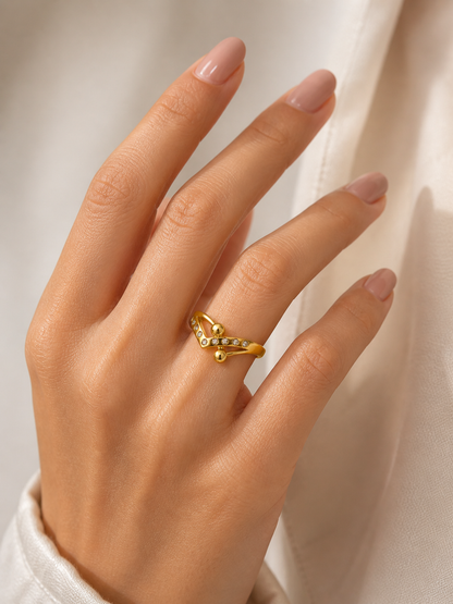 Studded Ball Cross Ring