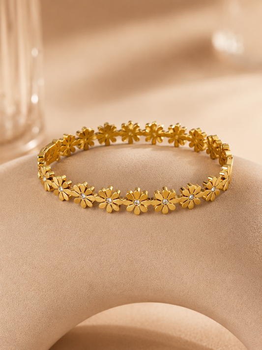 Flower Studded Cuff Bracelet