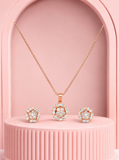 Rosegold Studded Premium Pendant Set