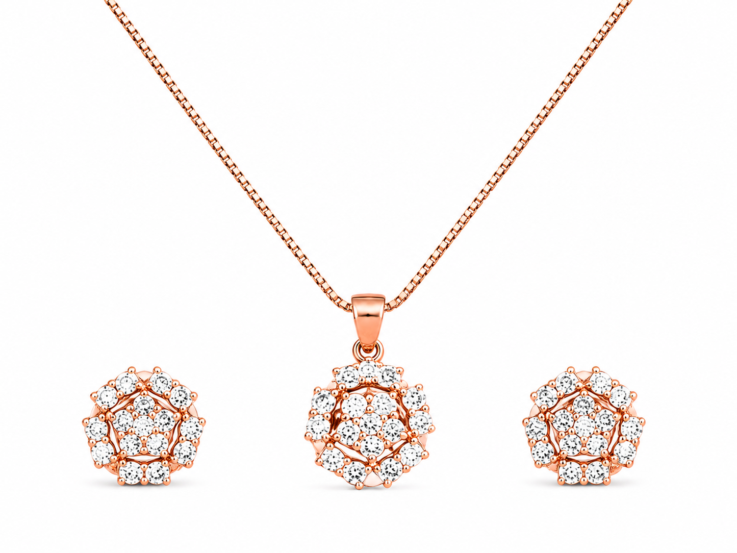 Rosegold Studded Premium Pendant Set