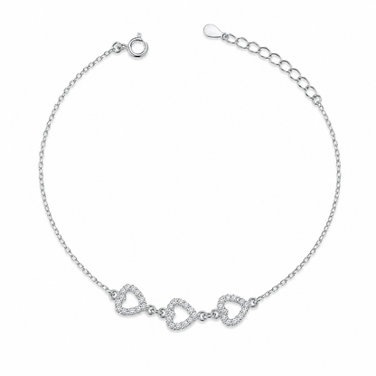 Three Heart Silver Bracelet