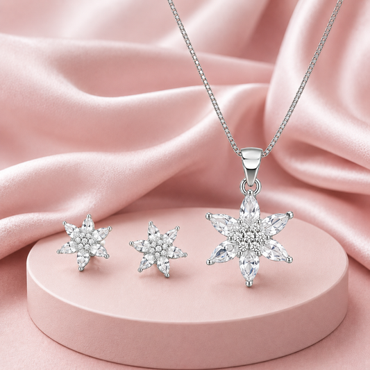Floral Studded Pendant Set