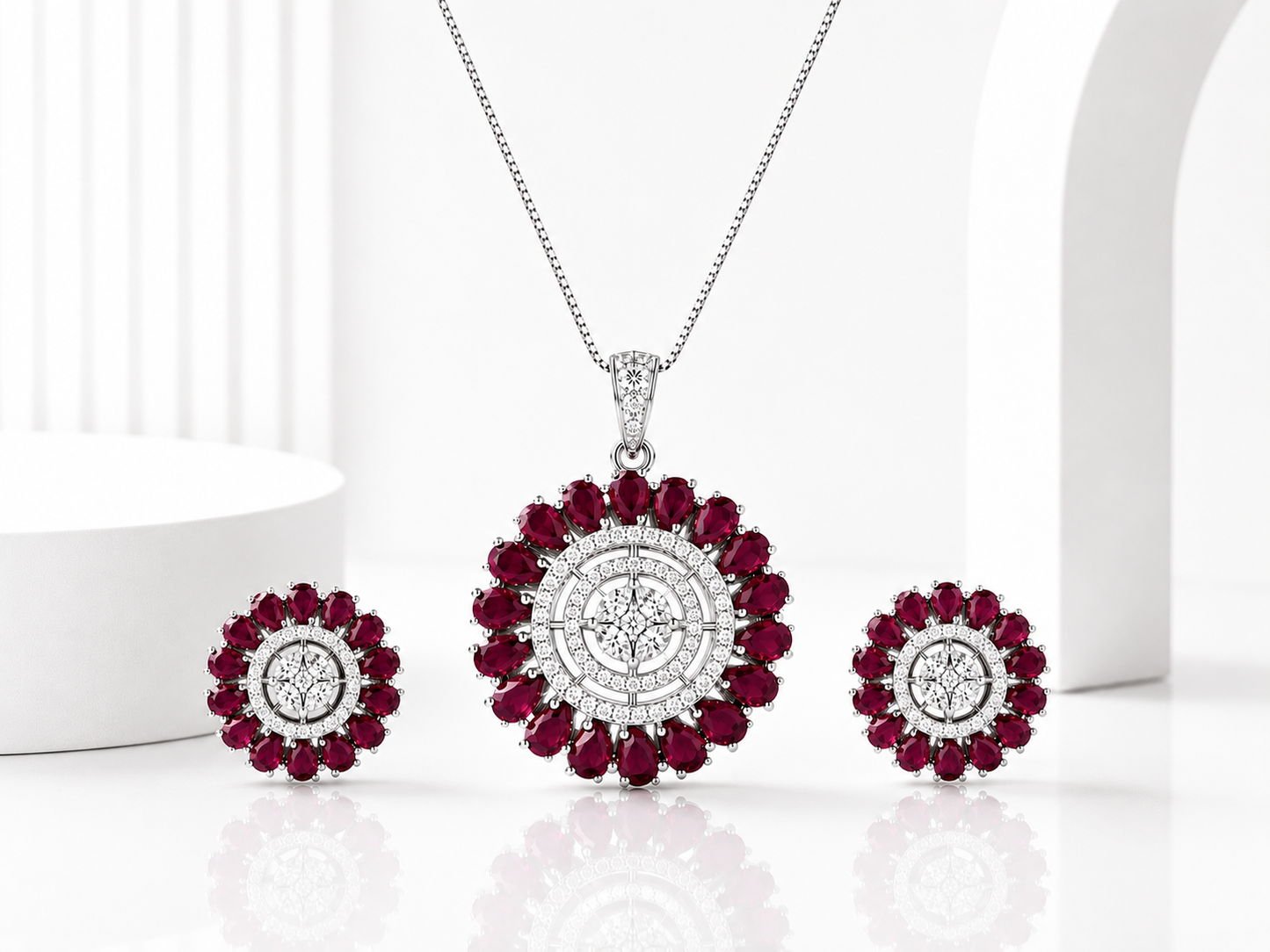 Royal Ruby Pendant Set
